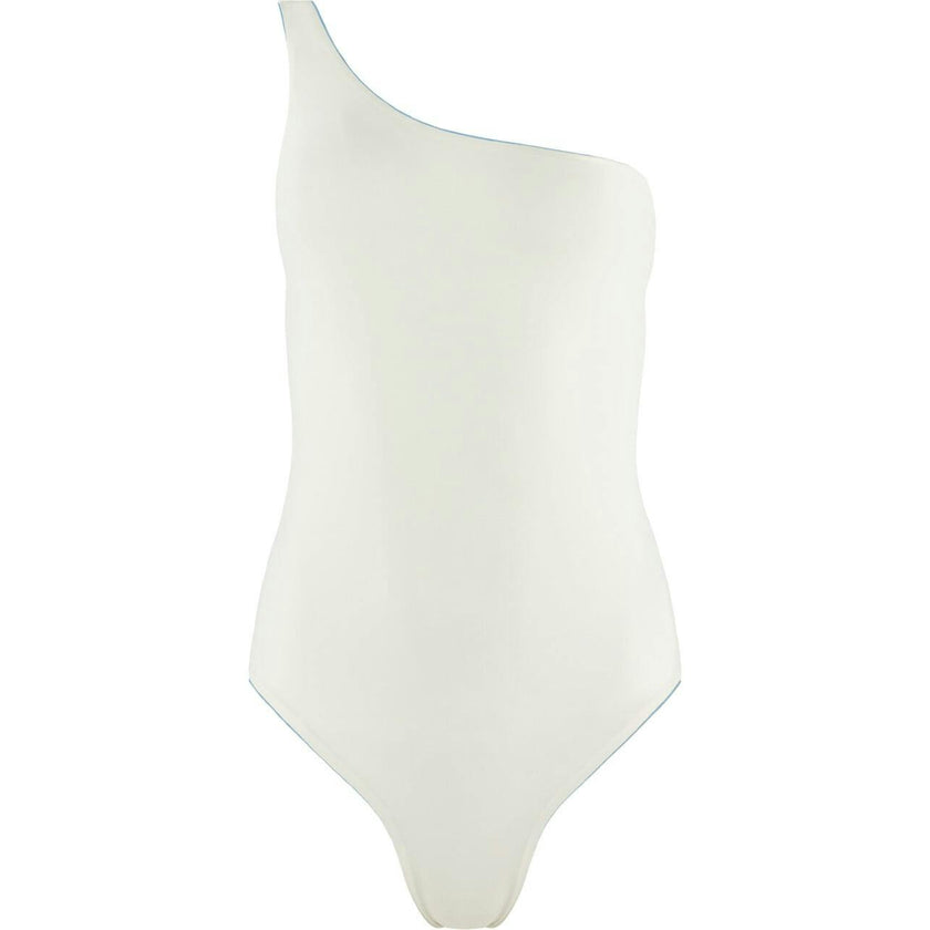women's dusk blue and cream reversible one shoulder one piece