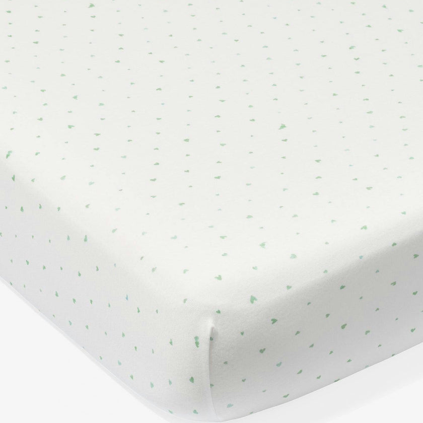 Crib Sheet, Seafoam Hearts