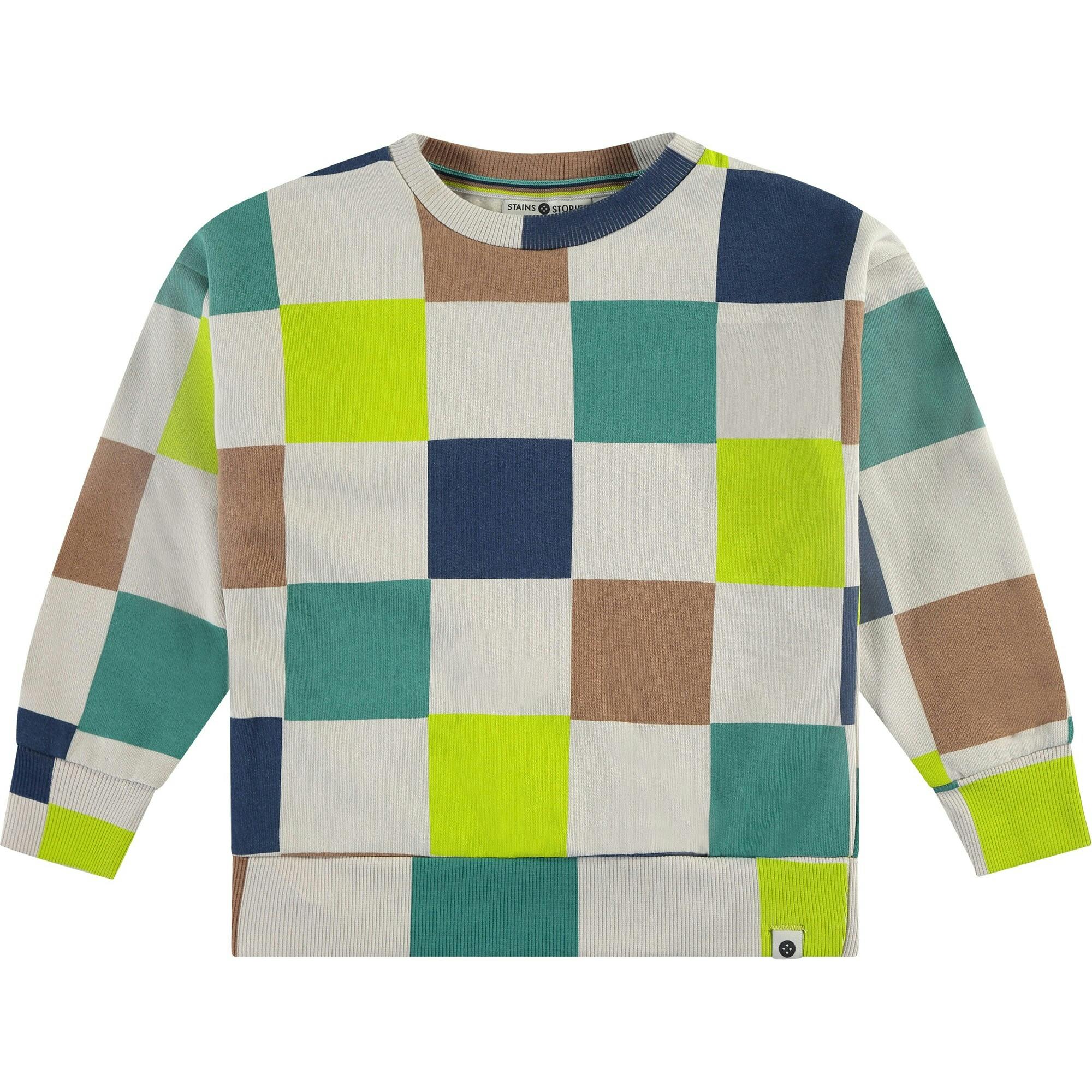 Bold Checkered Crew Neck Pullover Sweatshirt