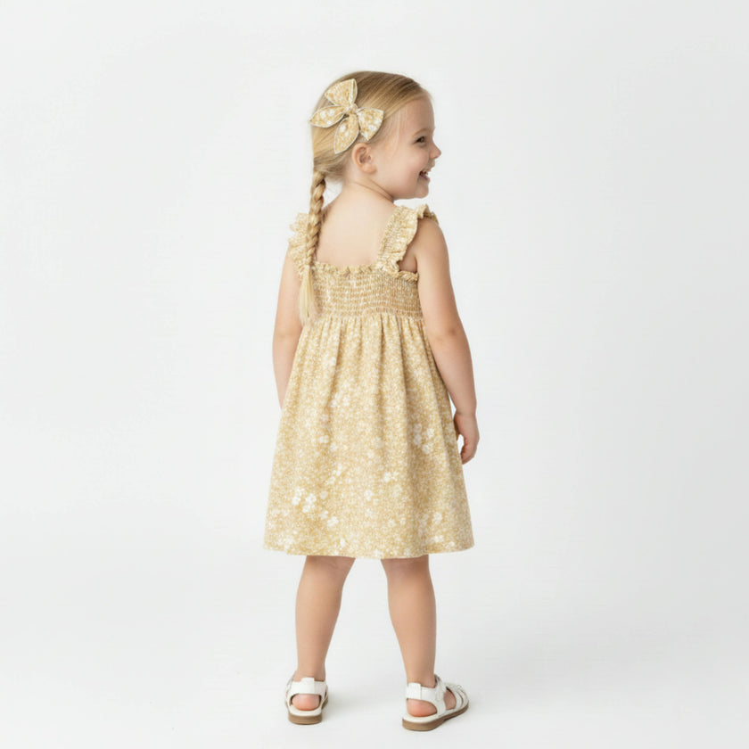 Organic Smocked Sundress - Yellow Blossom