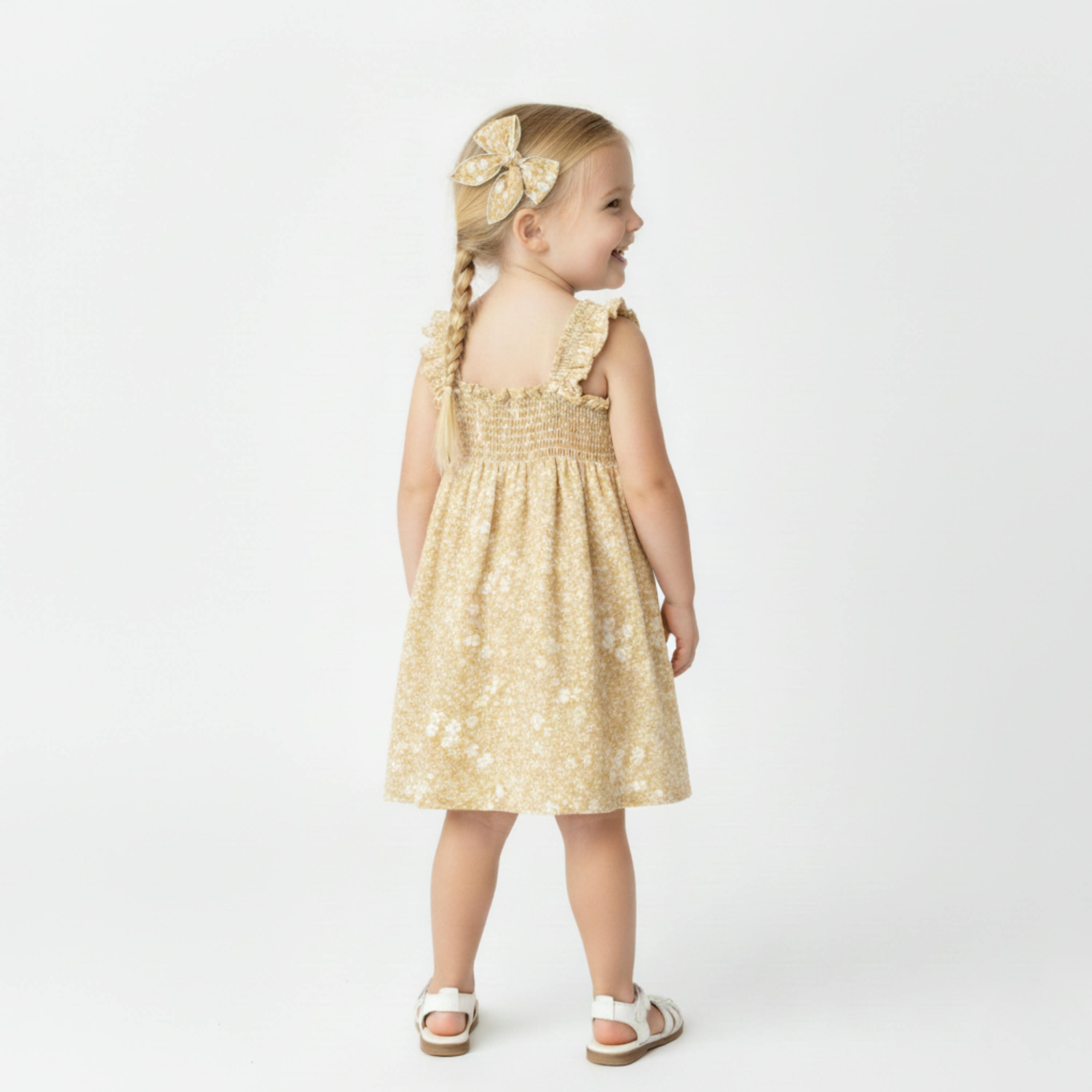 Organic Smocked Sundress - Yellow Blossom