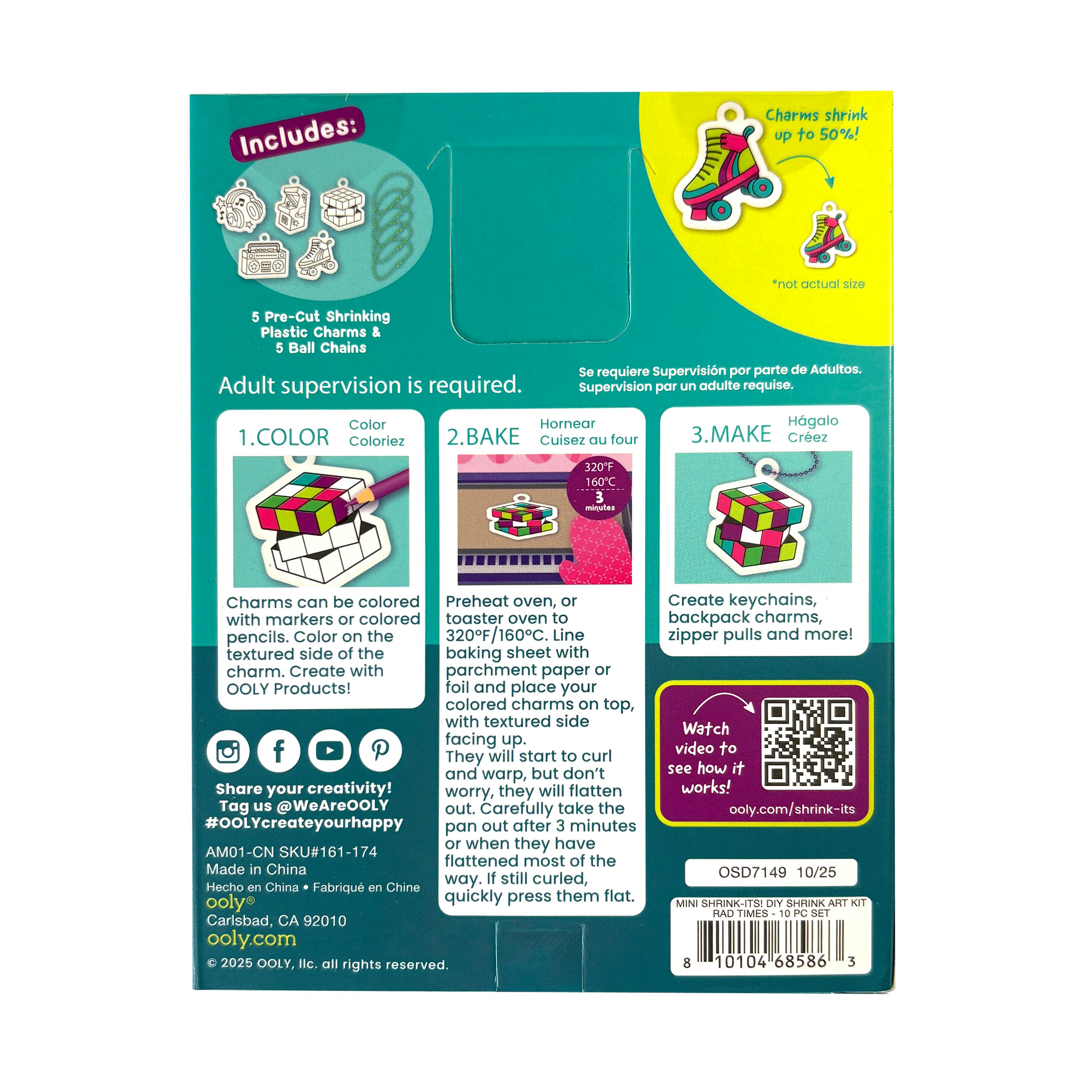 Shrink-Its! Mini DIY Shrink Art Kit - Rad Times - 5 Charms