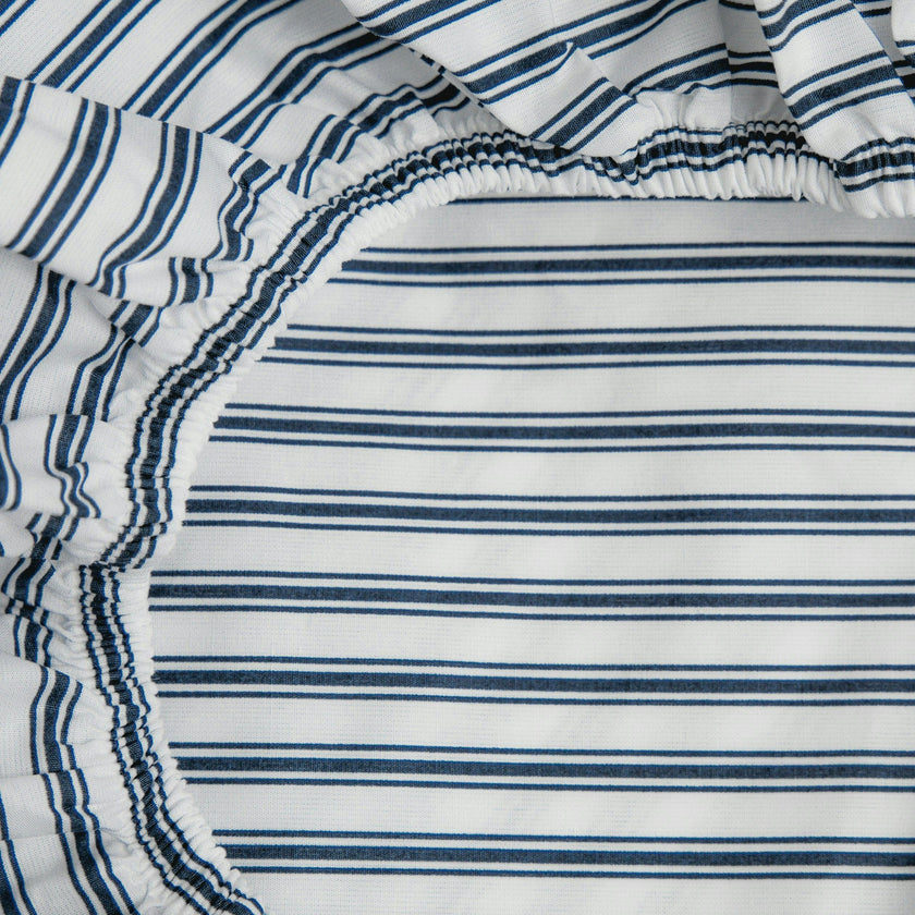 Luxe Premium Cotton Navy French Ticking Crib Sheet