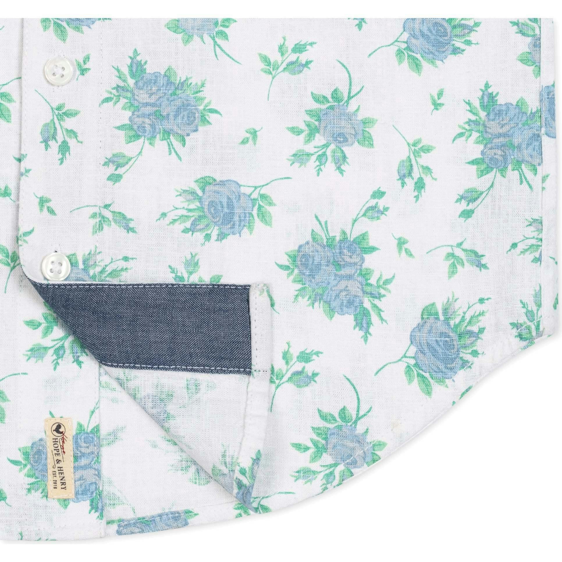Linen Short Sleeve Button Down Shirt, Blue
