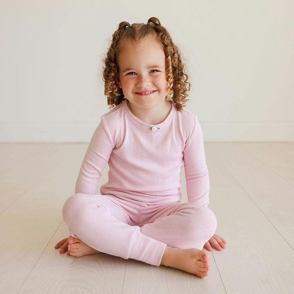 Icing Pink Pointelle Rosette Classic Pajama Set