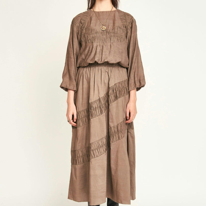 Andaman Ruched Blouse in Walnut