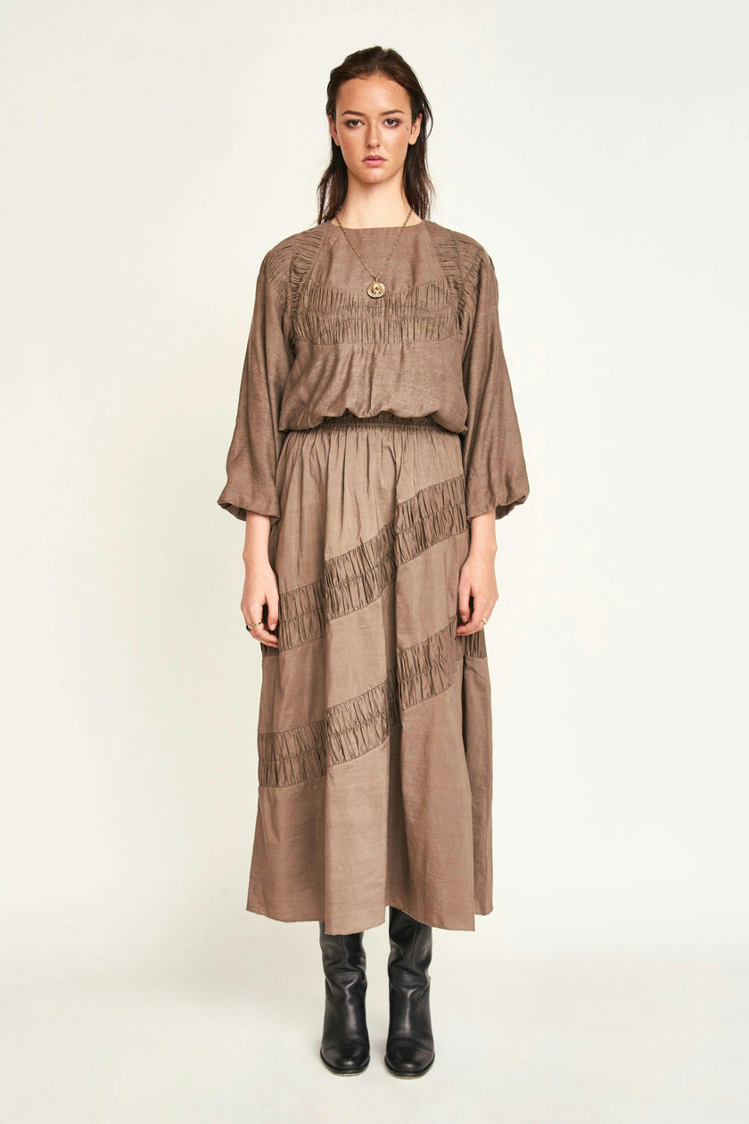 Andaman Ruched Blouse in Walnut