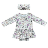 Baby Girl Long Sleeve Bodysuit Dress Set in Winter Floral