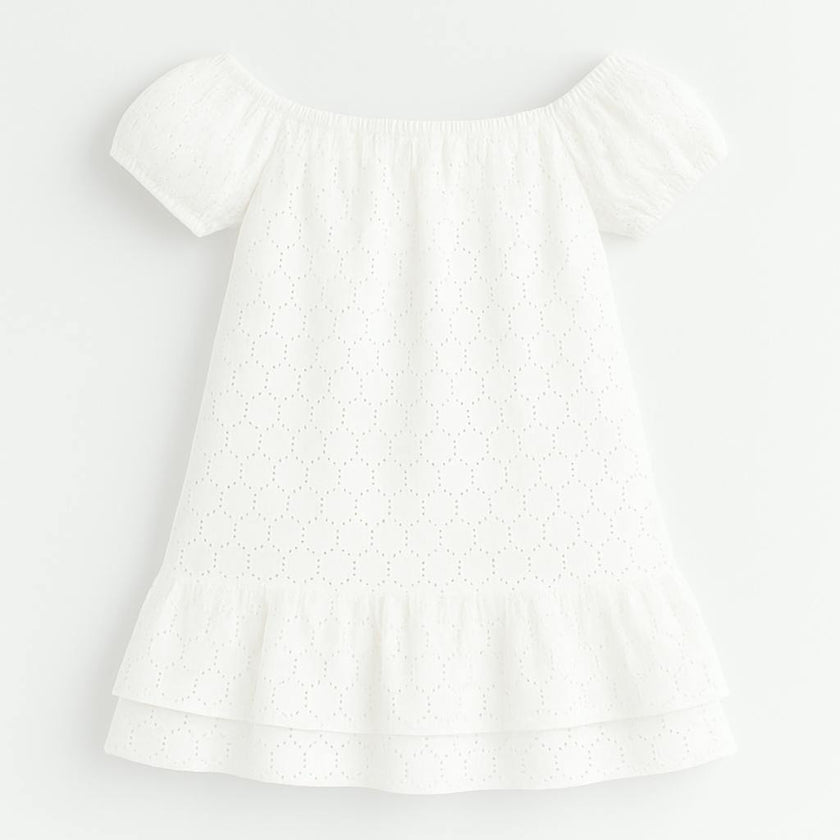 Girl's Eyelet Dress - White