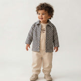 Organic Twill Button Jacket - Midnight Check