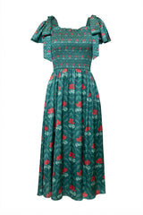 Rayna Dress in Green Floral Block