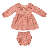 Baby Girl Ruffled Collar Dress Set in Mesa Rose Mushroom