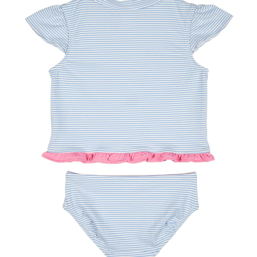 Cap Sleeve Rash Guard Tankini With Flower