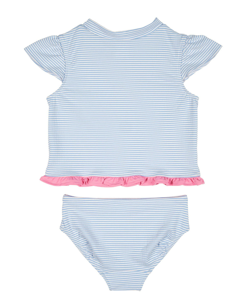 Cap Sleeve Rash Guard Tankini With Flower