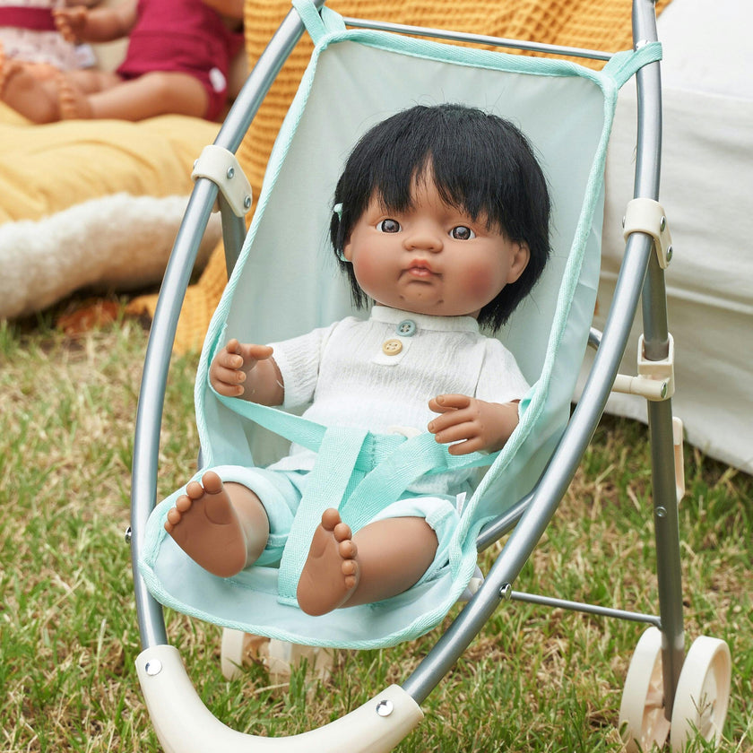 Hispanic Boy Baby Doll with Black Hair and Hearing Aid - 15"