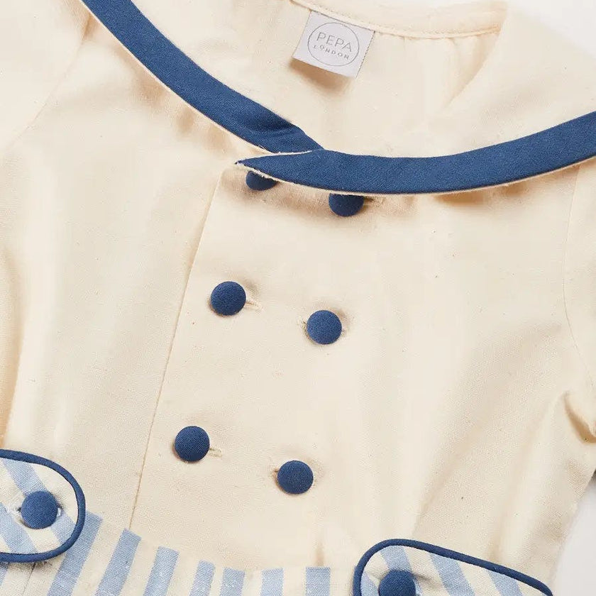 Regency Stripe Mariner Collar Two Piece Set With Bloomers in Blue (6mths-4yrs)