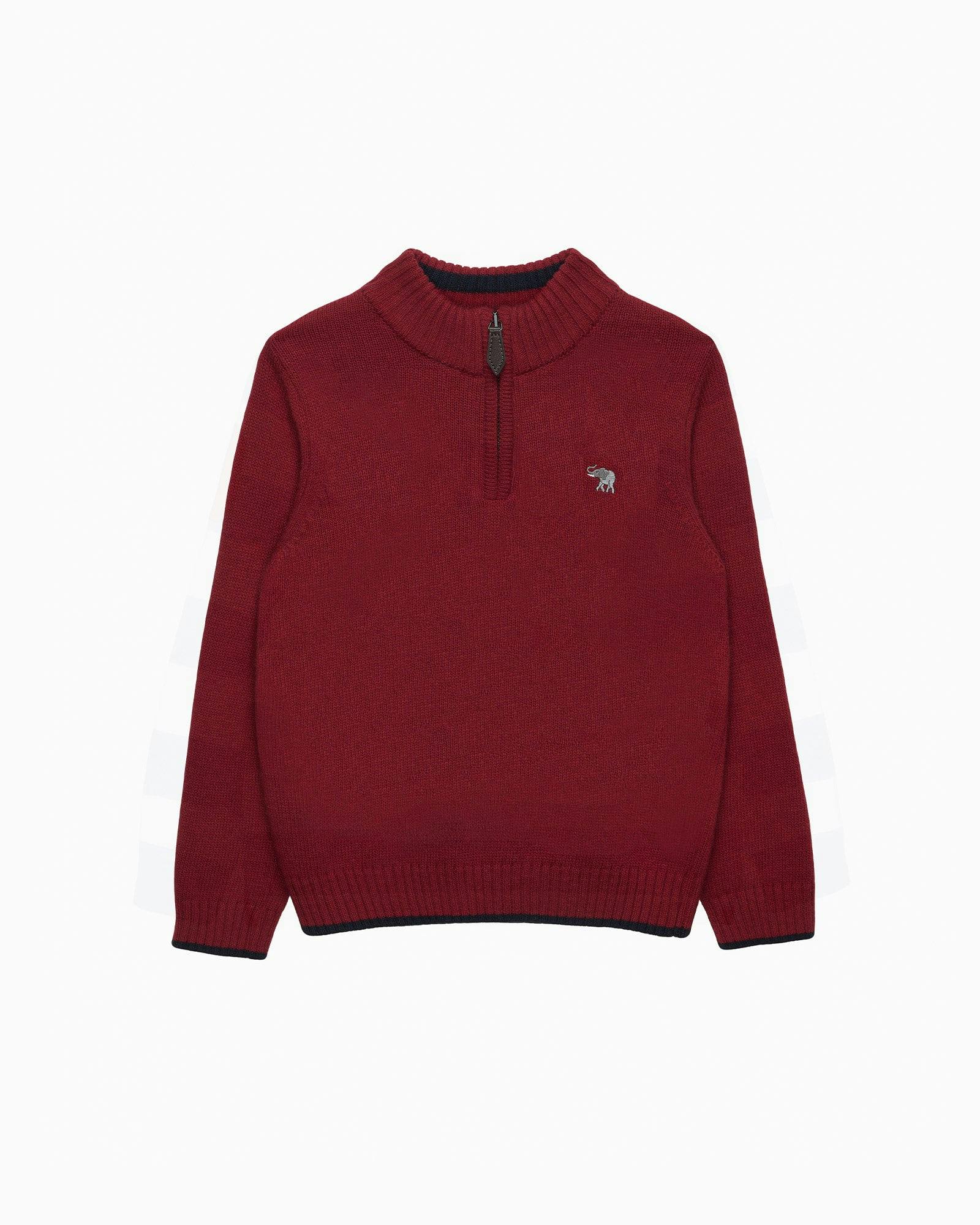 Calum Half-Zip Sweater in Red