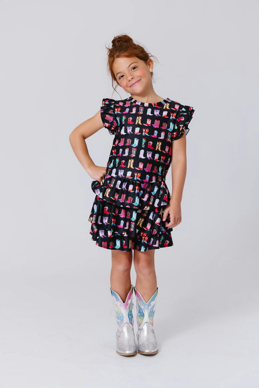 Girls Hi-Shine Ruffle Crop Top