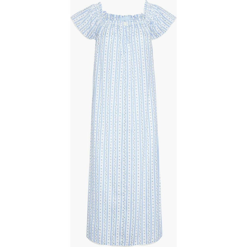 The Therese Nightgown - Blue Petal Stripe
