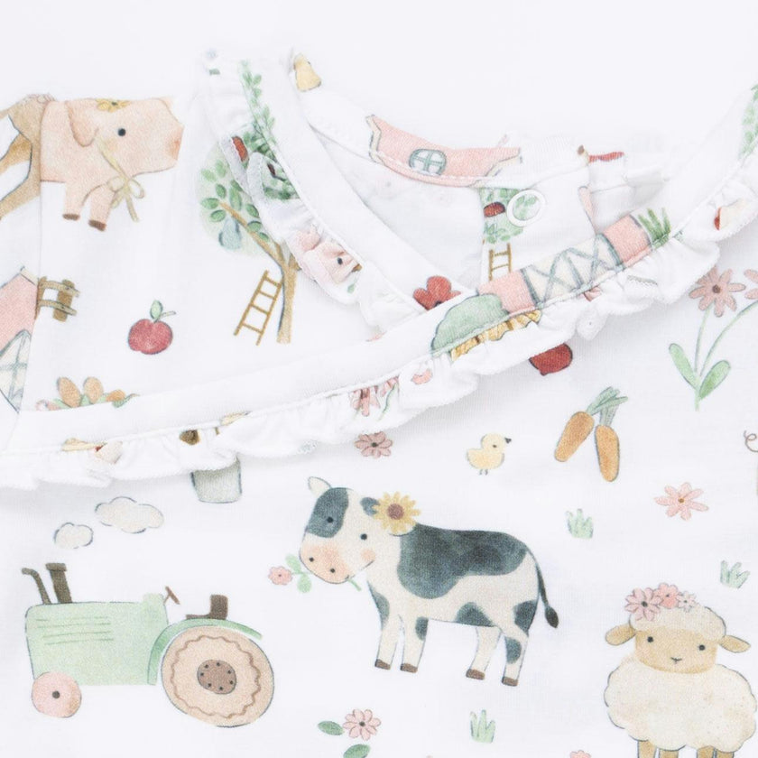 Cute Farm Animals Pink - Kimono Gown & Ruffle Knotted Hat