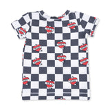Heart Tattoo Check Black - Short Sleeve Loungewear Set