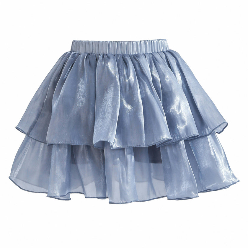 Blue Sylvara Sequin Ruffle Skirt Set