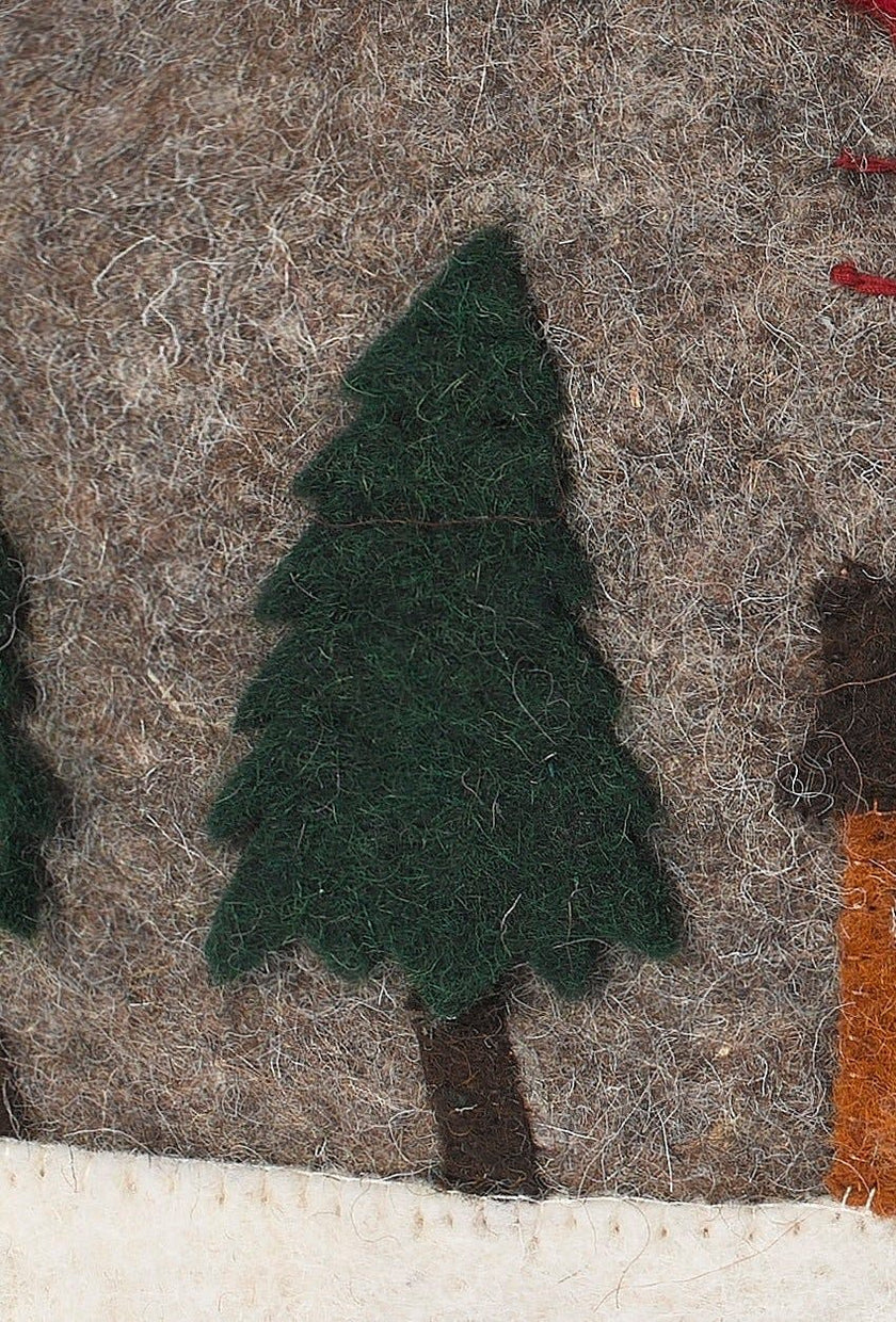 Hand Felted Wool Christmas Pillow Cover, Sleigh Villageâ 12"x24"