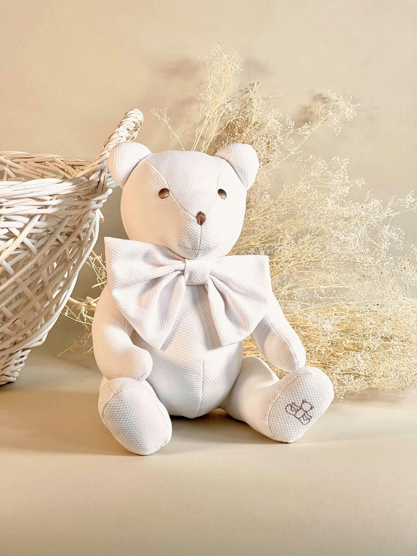 Prince of Wales Bear in Pink Pique Cotton