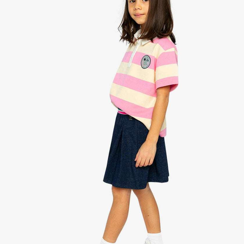 Polo Top Pink and Beige Stripes