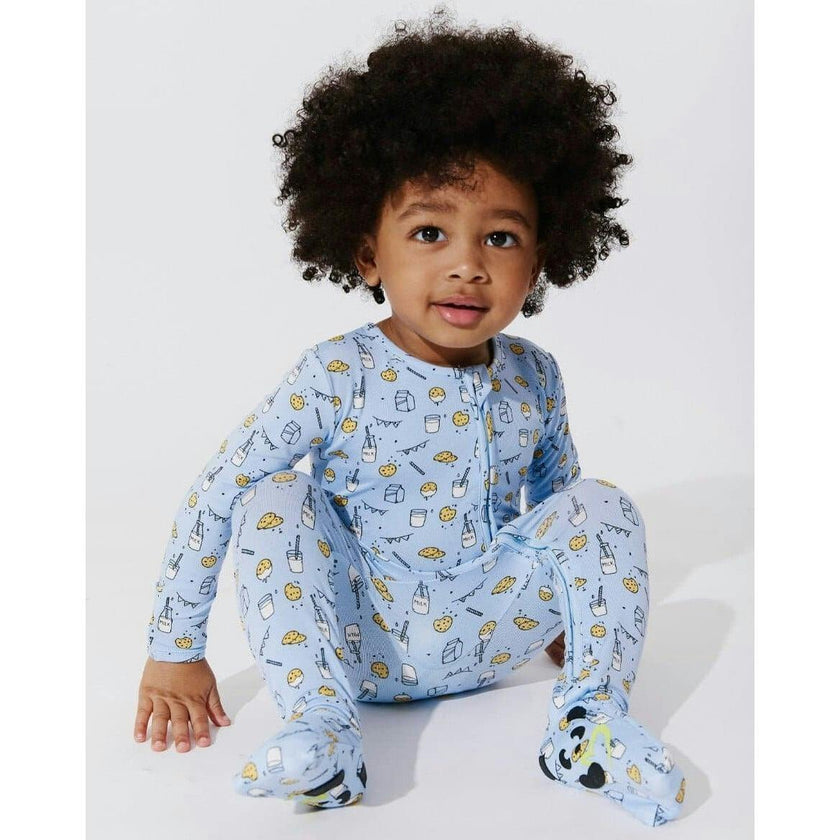Milk and Cookies Blue Bamboo Convertible Footie