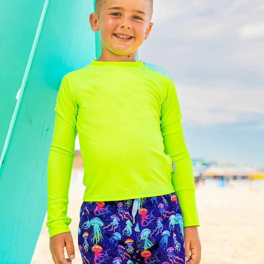 Dylan Boys Neon Jellyfish Print Board Shorts