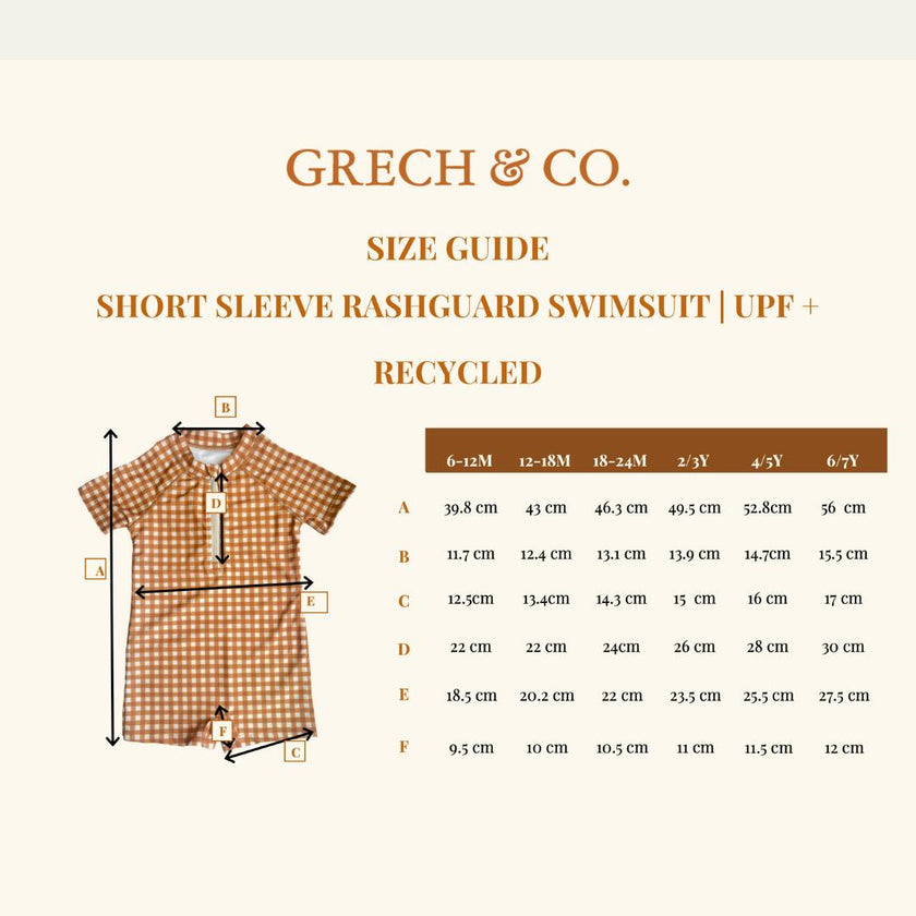 Short Sleeve Rashguard Swimsuit | UPF + Recycled - Buckwheat Plaid