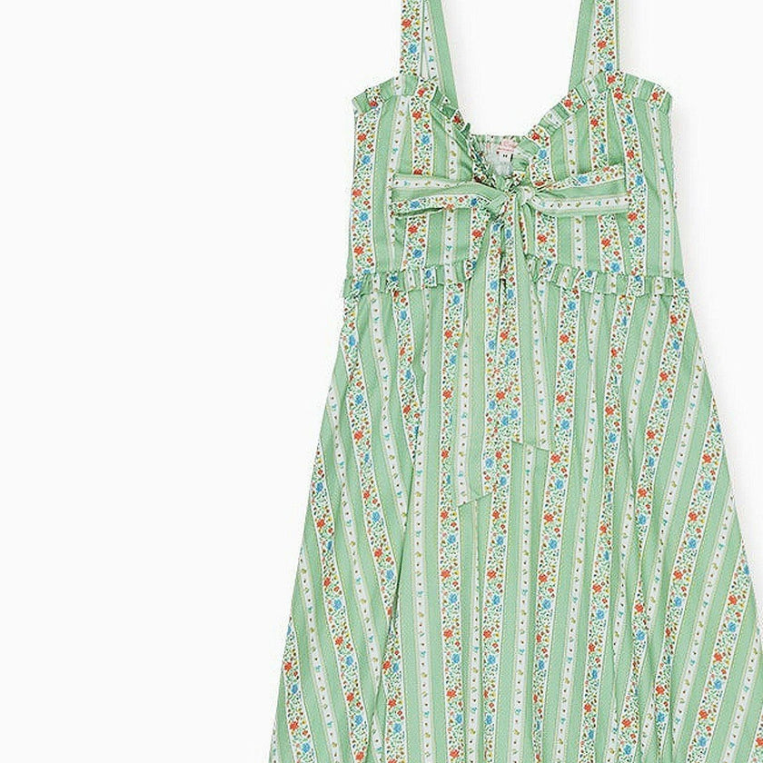 Sage Floral Stripe Toledo Women Midi Dress