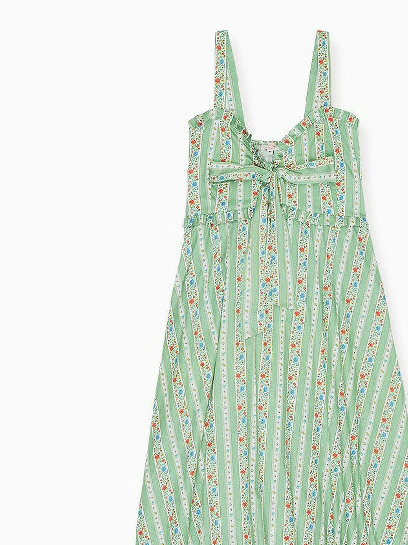Sage Floral Stripe Toledo Women Midi Dress