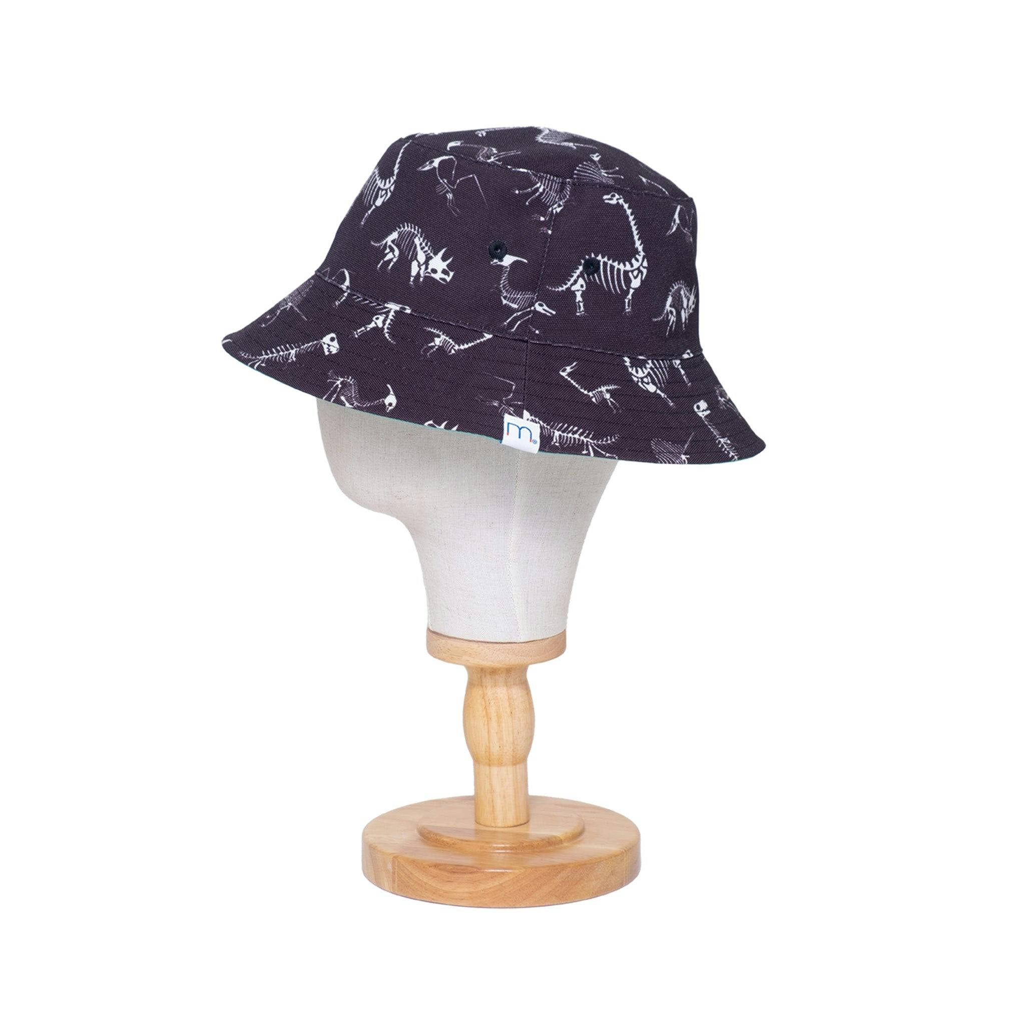 Reversible Glow-in-the-Dark Bucket Hat – Dino Skeleton Bones