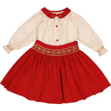 Marie Red Smocked Skirt & Blouse