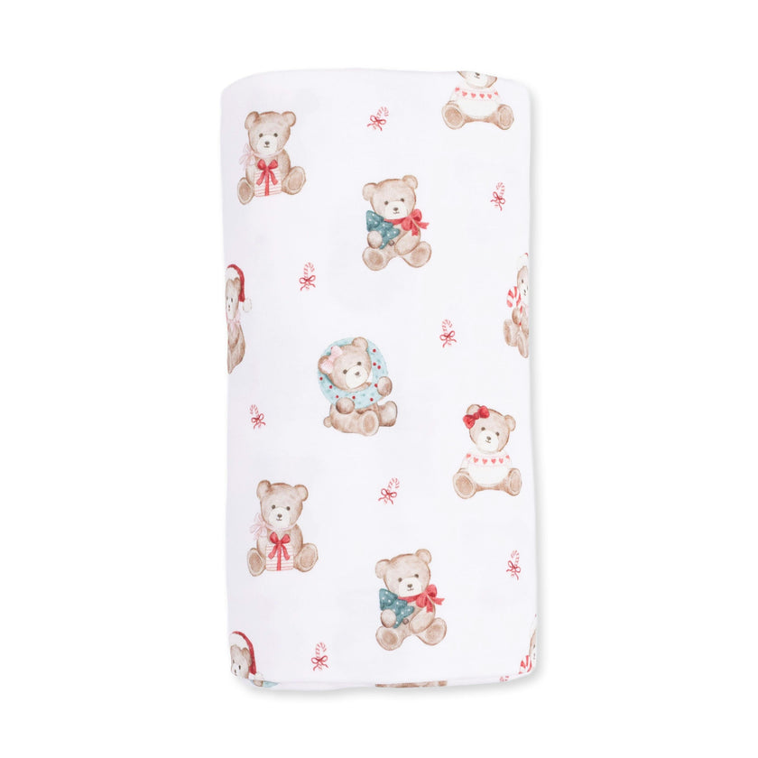 Christmas Teddy Bears Pink - Swaddle Blanket