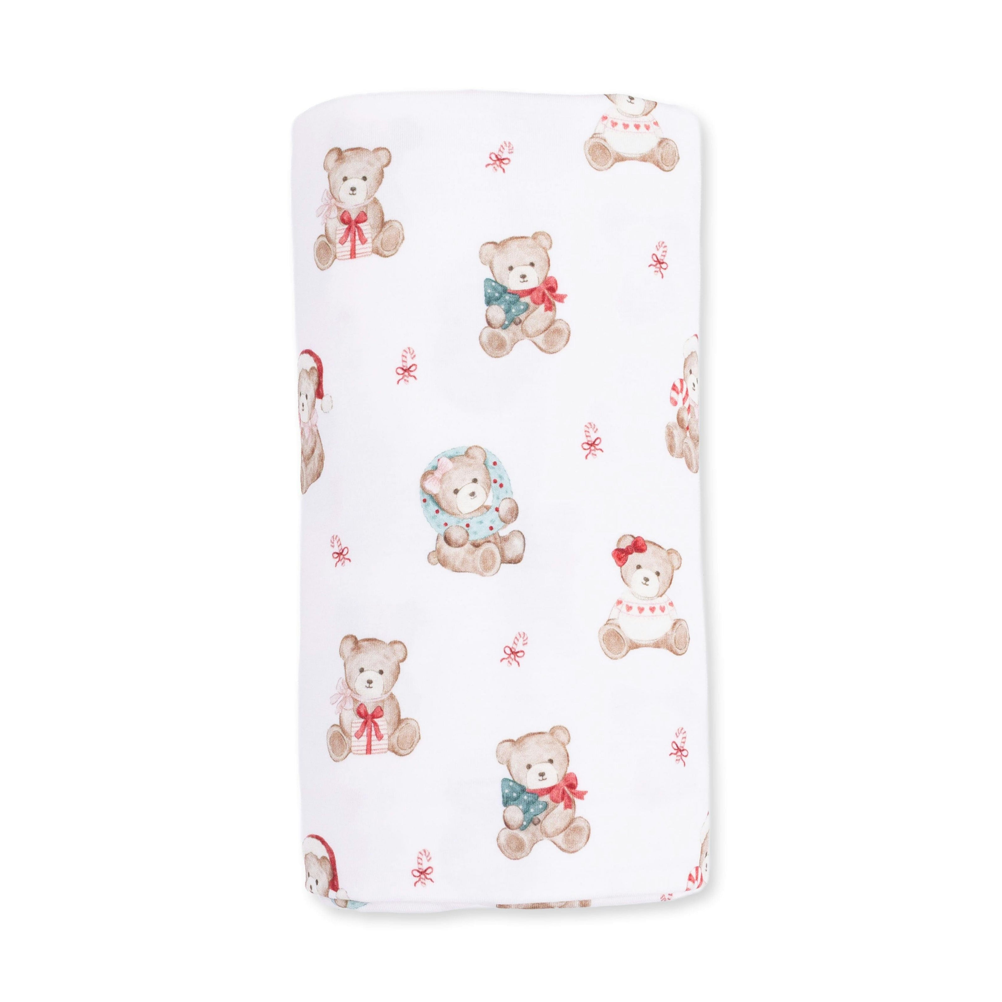 Christmas Teddy Bears Pink - Swaddle Blanket