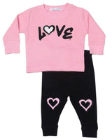 Toddler Graffiti Heart Thermal Set - Pink