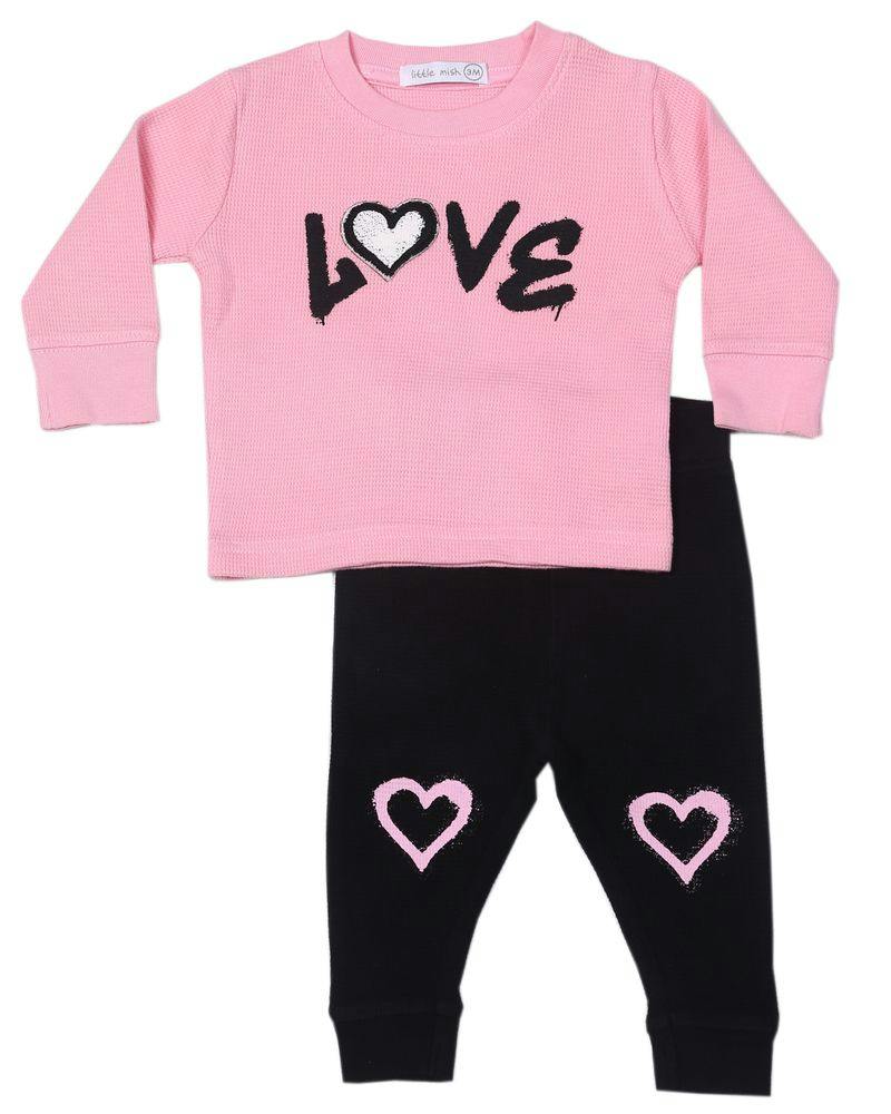 Toddler Graffiti Heart Thermal Set - Pink