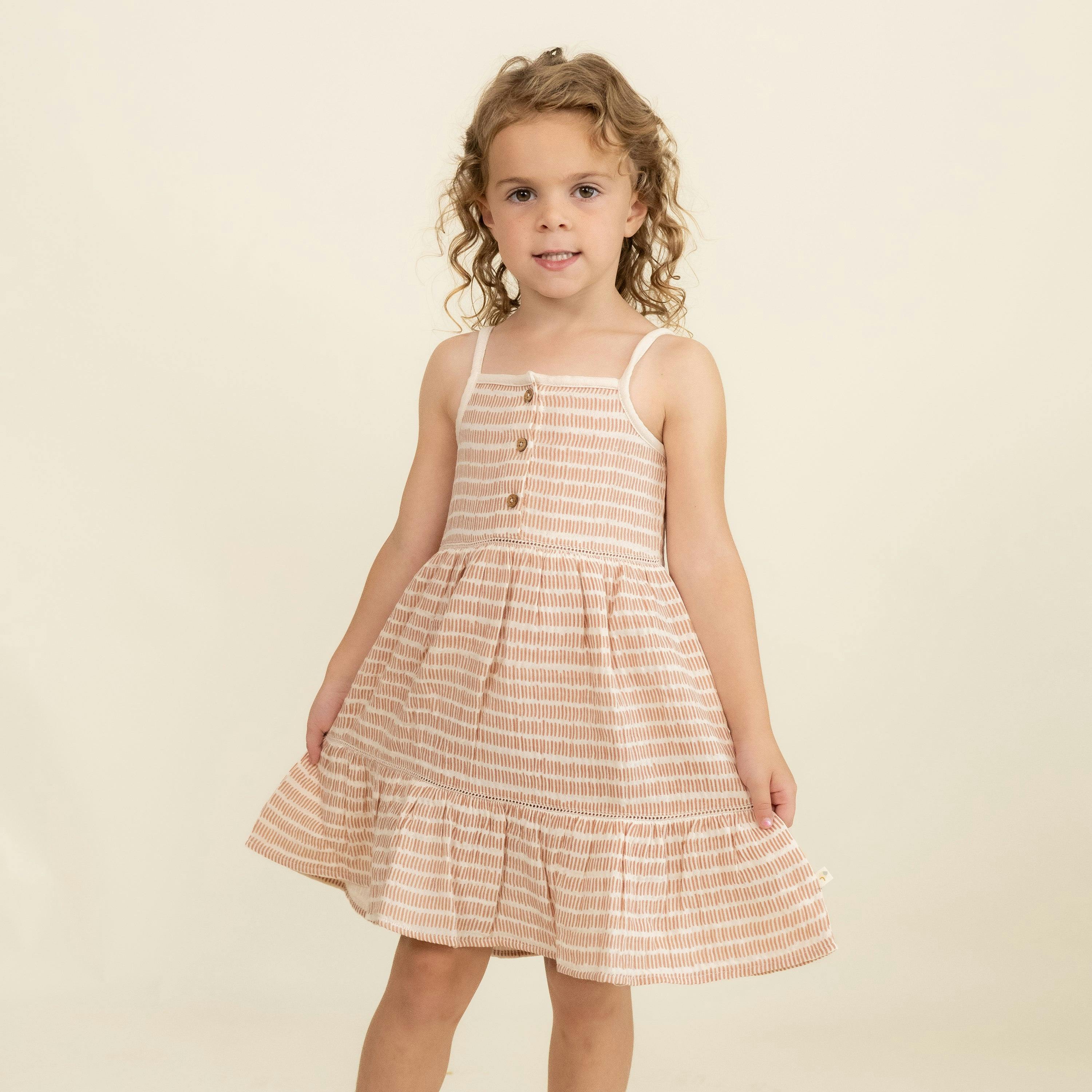 Organic Buttoned Tiered Dress