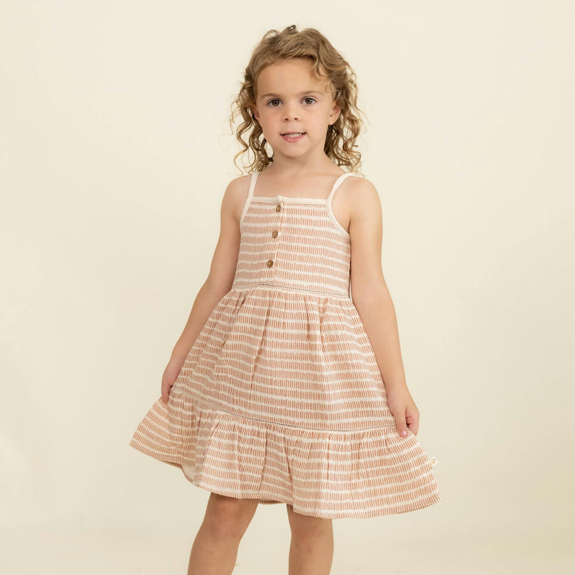 Organic Buttoned Tiered Dress