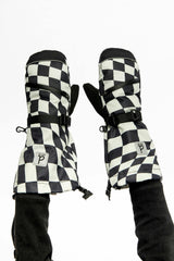 Teknik Winter Mittens White Checkered Print