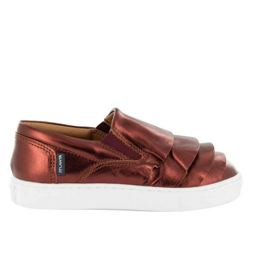 Metallic Leather Slip On Sneaker, Terracota