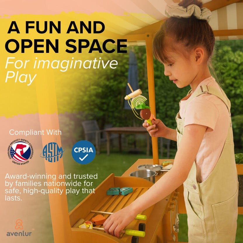 Avenlur Sumac Outdoor Wooden Play Market, Root View Planter, Mud Kitchen & Grill Station