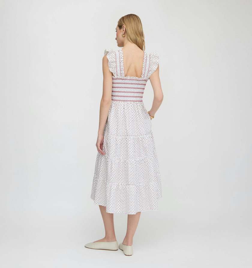 The Ellie Nap Dress - White Poppy Half Drop