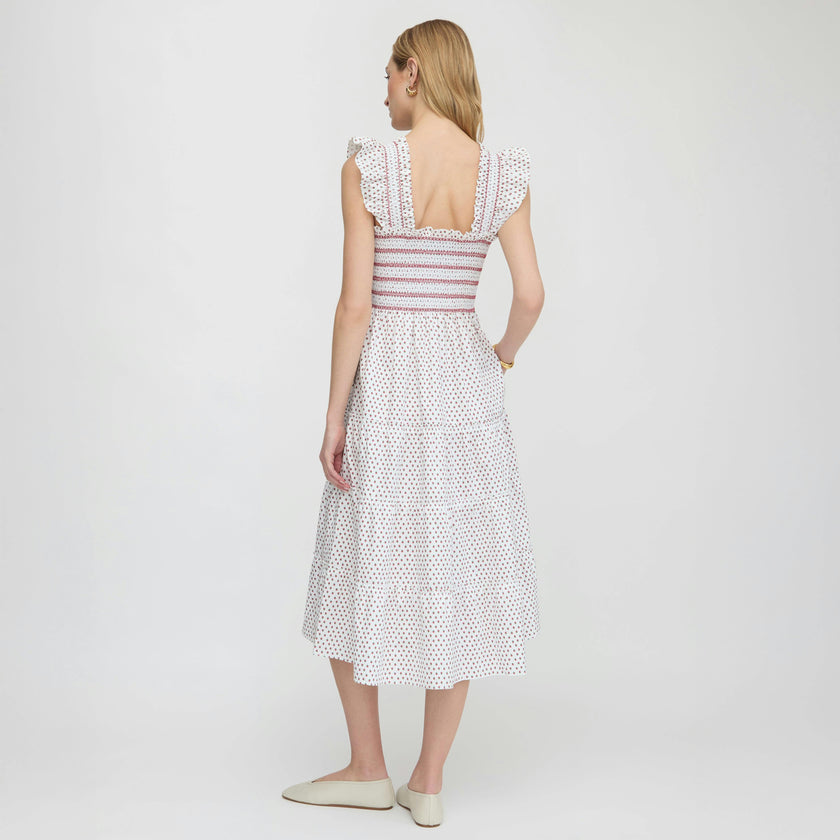 The Ellie Nap Dress - White Poppy Half Drop