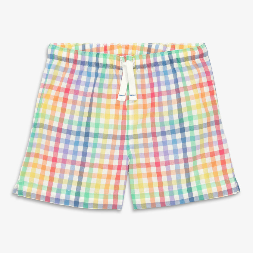 Clearance kids PJ short in rainbow plaid