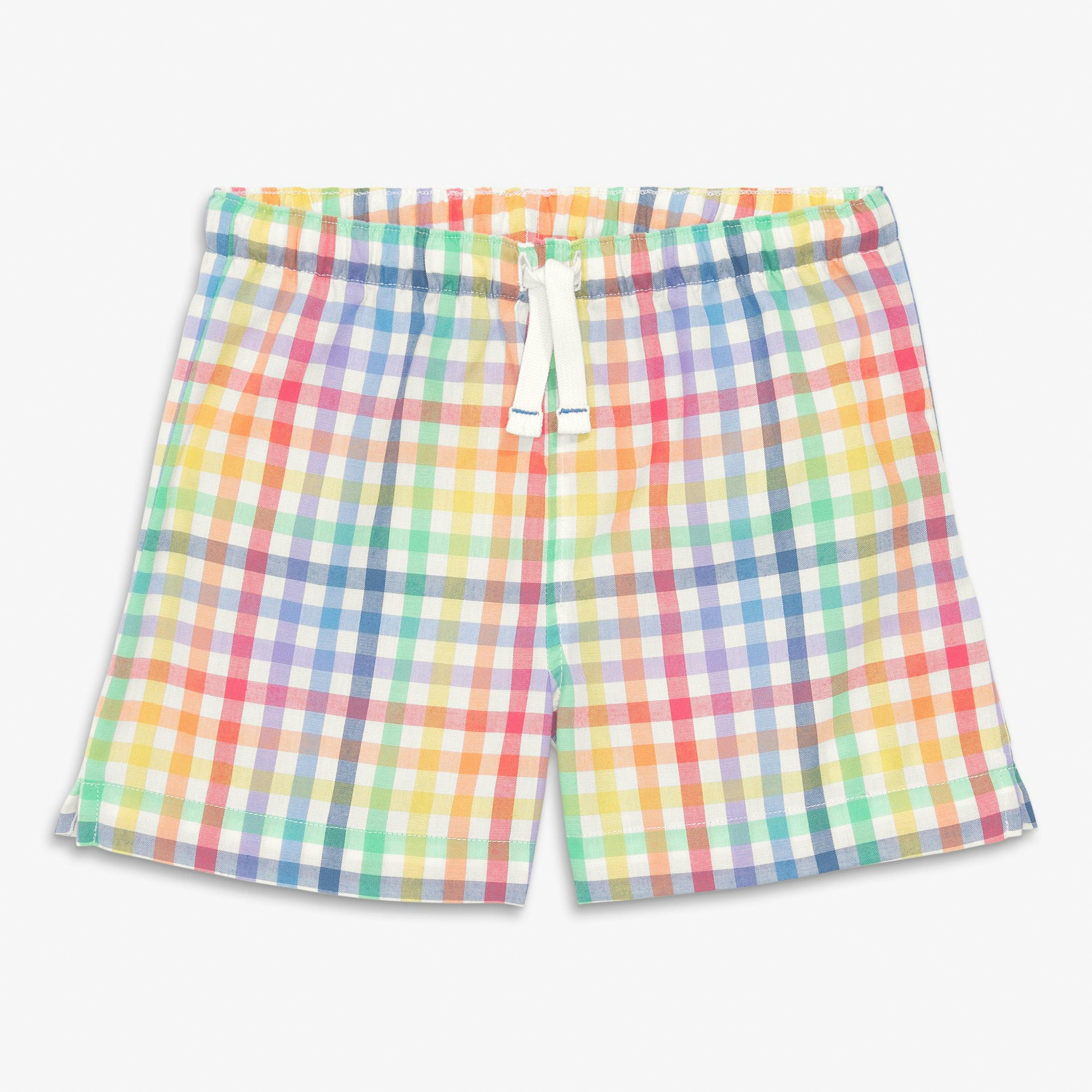 Clearance kids PJ short in rainbow plaid