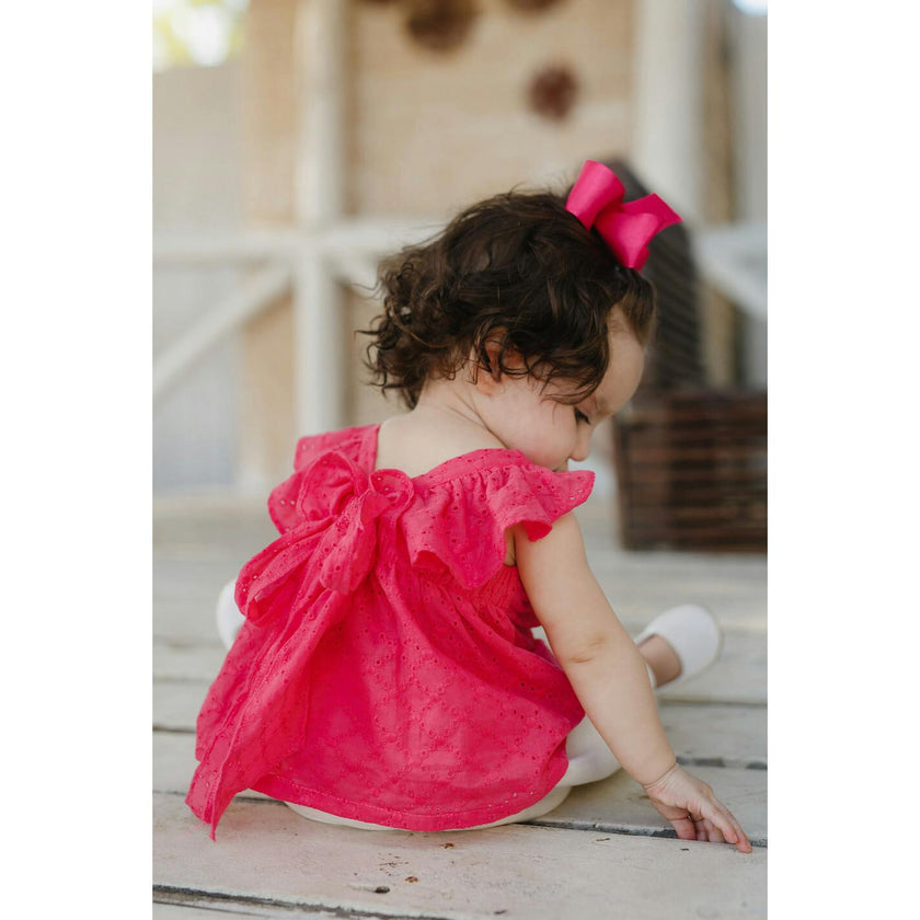 Fuchsia Eyelet Short Set